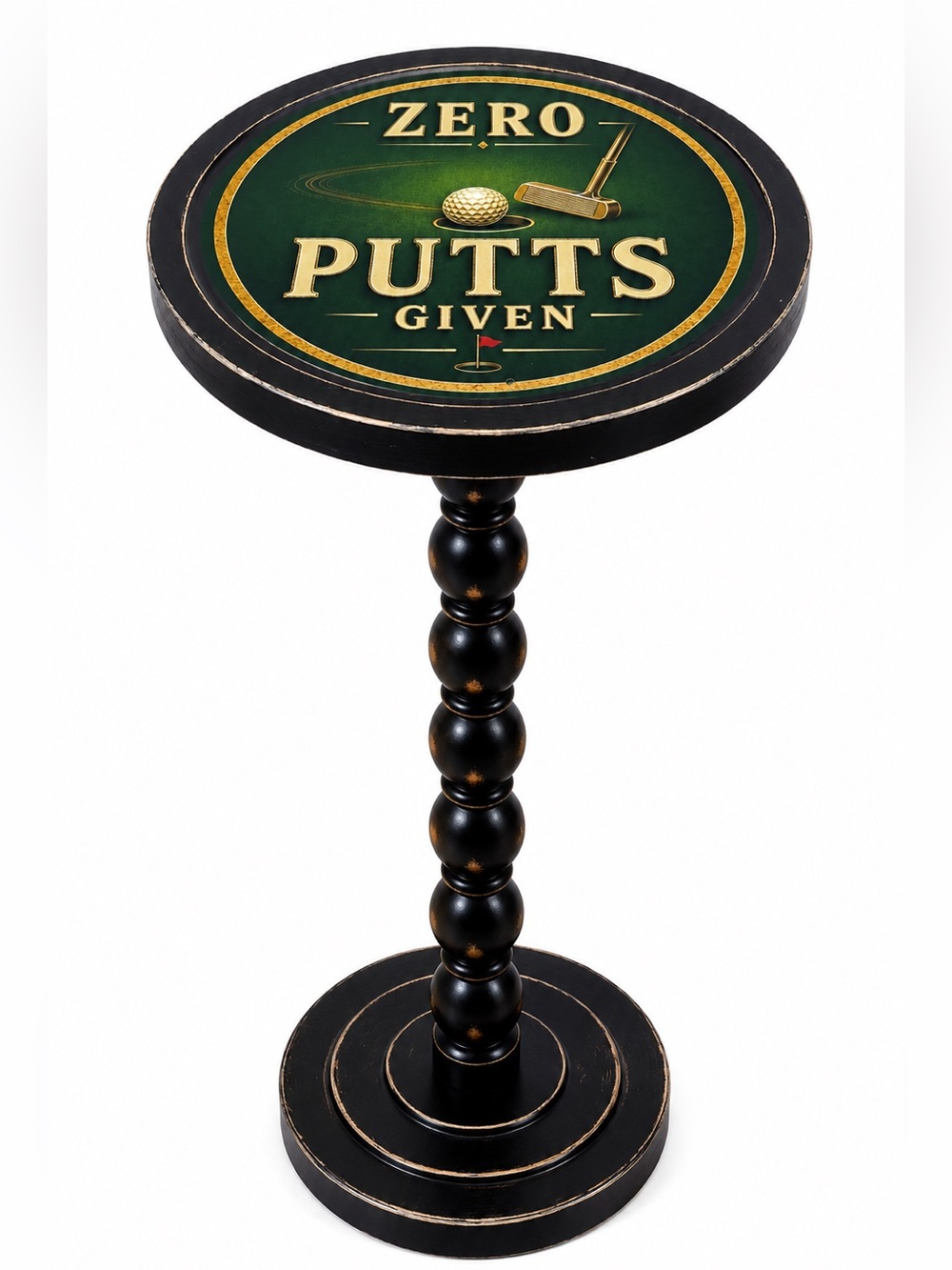 Zero Putts Given Golf Drink Table, Luxury Golf Accent Table